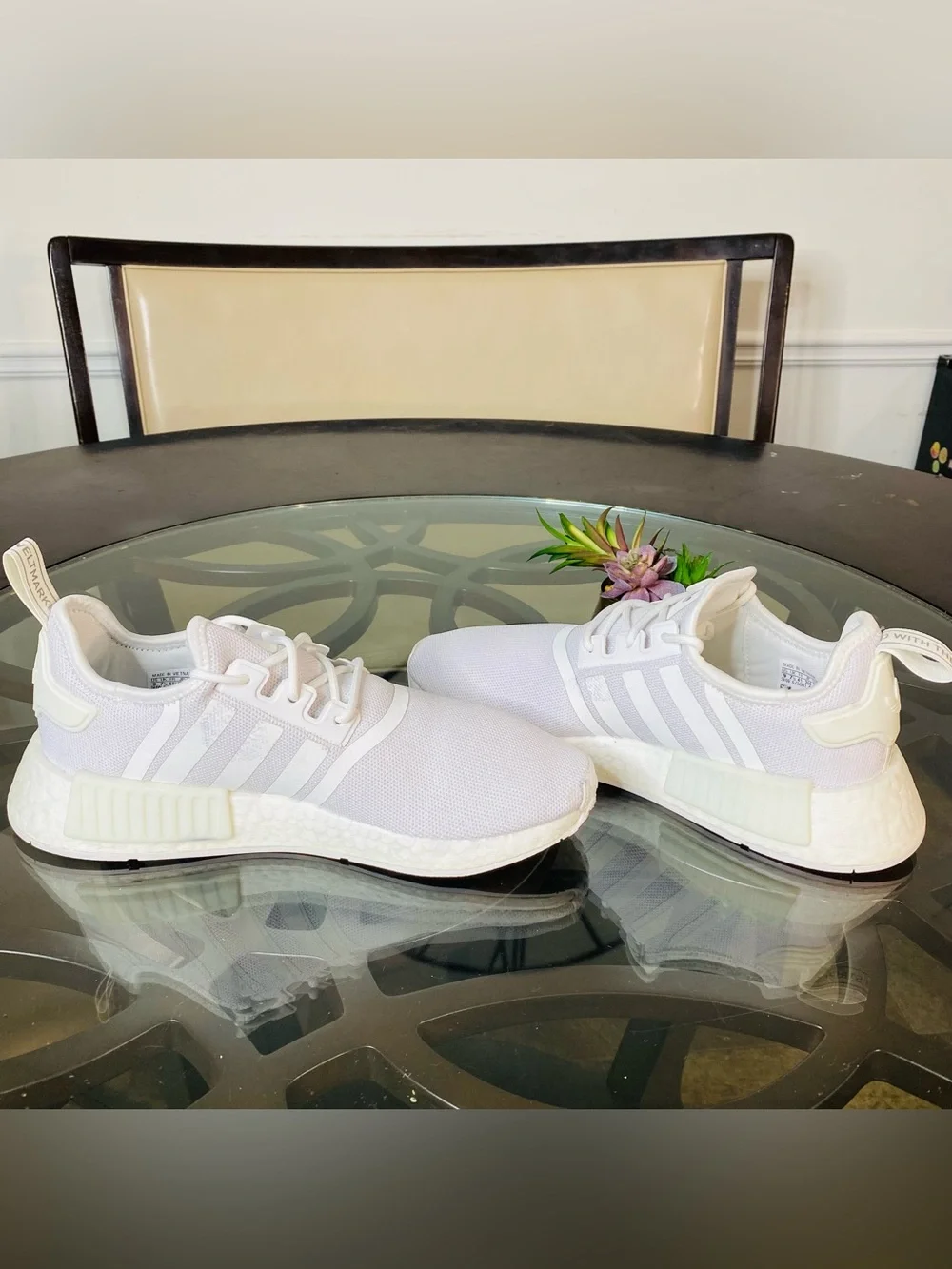 adidas NMD R1 Triple White All White Women's Running Shoes Size 9